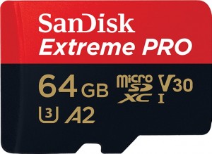   micro SDXC 64Gb Sandisk Extreme Pro UHS-I U3 V30 A2 + ADP (200/90 MB/s)