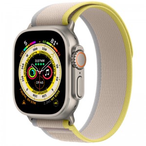   Apple Watch Ultra GPS + Cellular 49 Titanium Case with Yellow/Beige Trail Loop MQF23