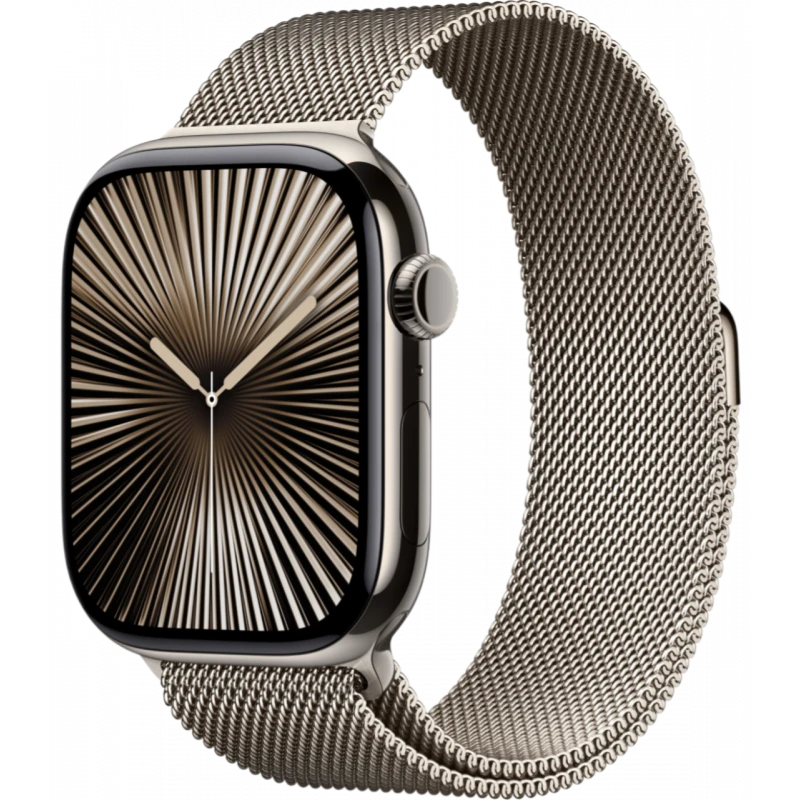   Apple Watch Series 10 GPS + Cellular 42mm Titanium Natural Case with Deep Natural Milanese Loop LW|A