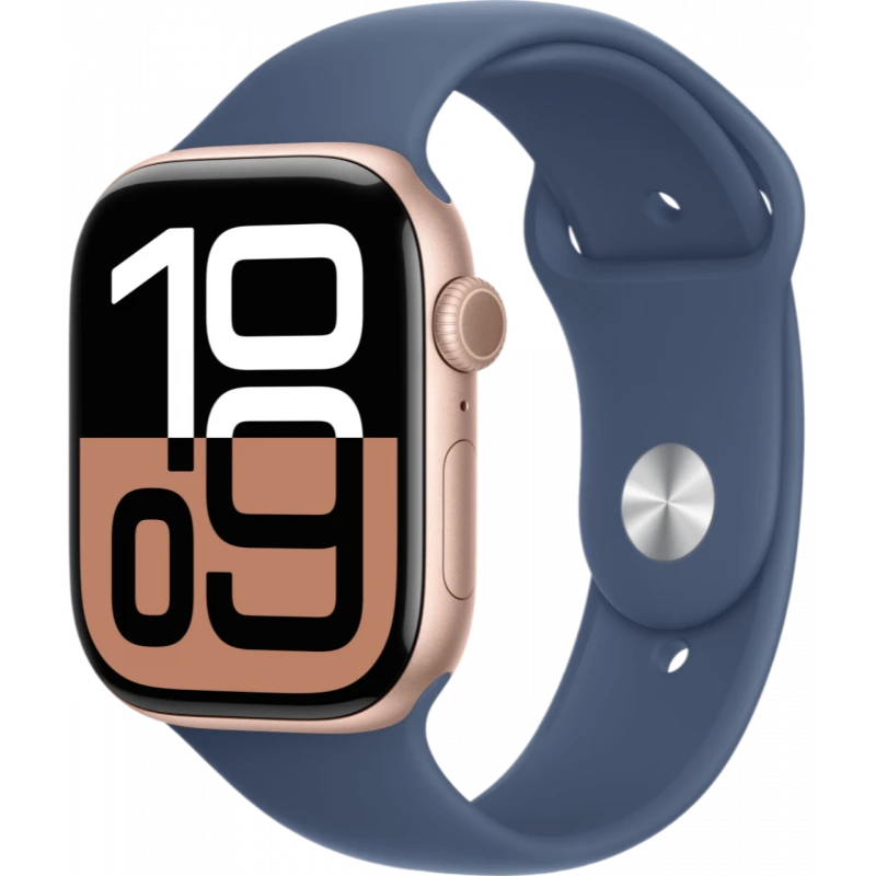   Apple Watch Series 10 GPS 46mm Aluminum Rose Gold Case with Denim Sport Band ( S/M)