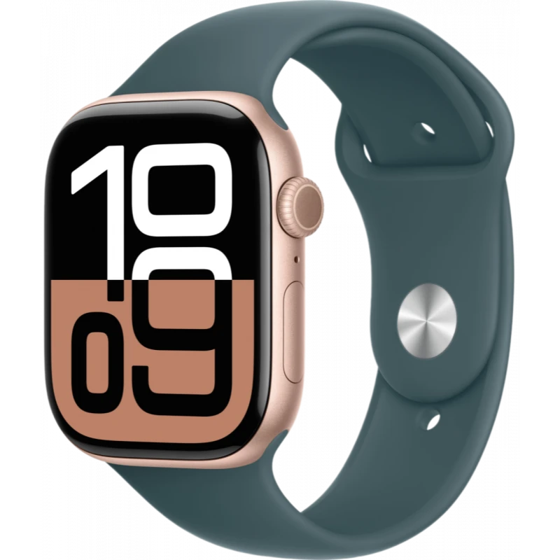   Apple Watch Series 10 GPS 46mm Aluminum Rose Gold Case with Lake Green Sport Band ( M/L)