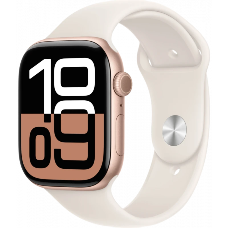   Apple Watch Series 10 GPS 46mm Aluminum Rose Gold Case with Starlight Sport Band ( S/M)