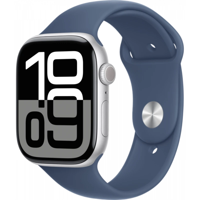   Apple Watch Series 10 GPS 46mm Aluminum Silver Case with Denim Sport Band ( M/L)