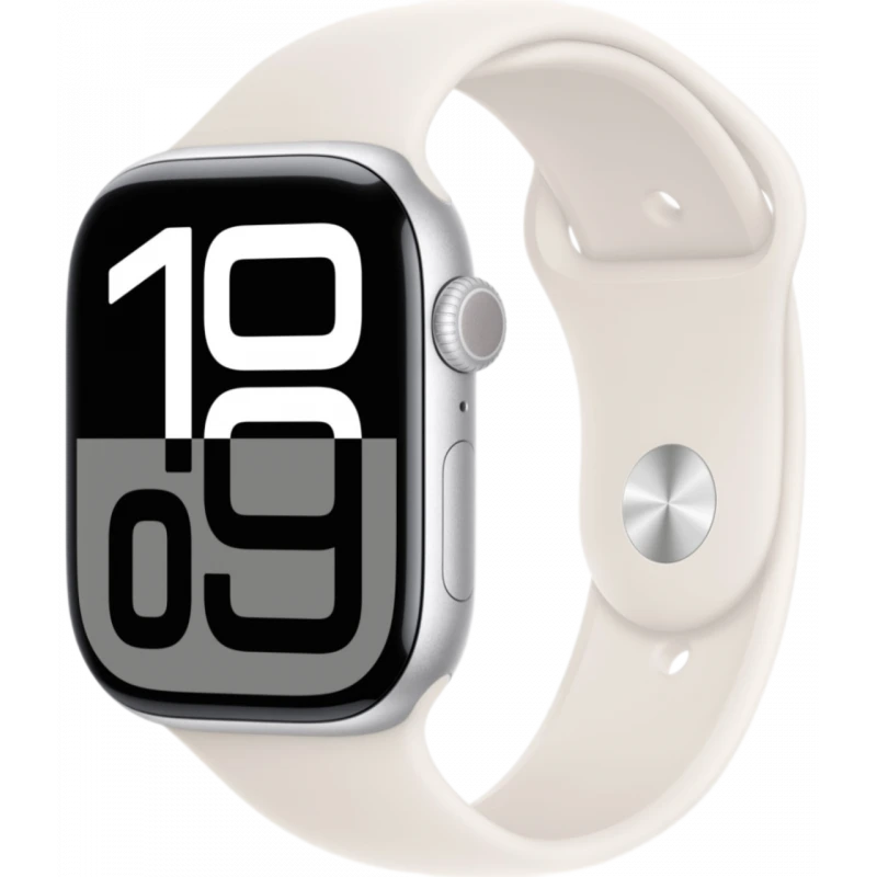   Apple Watch Series 10 GPS 46mm Aluminum Silver Case with Starlight Sport Band ( S/M)