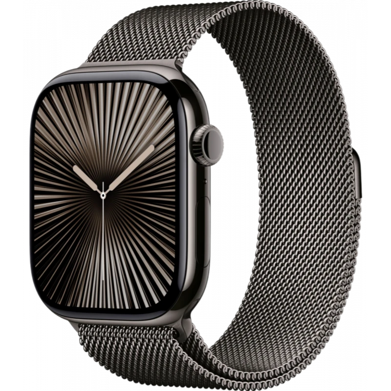   Apple Watch Series 10 GPS + Cellular 46mm Titanium Slate Case with Deep Slate Milanese Loop