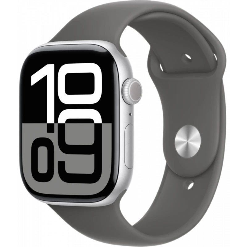   Apple Watch Series 10 GPS 46mm Aluminum Silver Case with Stone Gray Sport Band ( S/M)