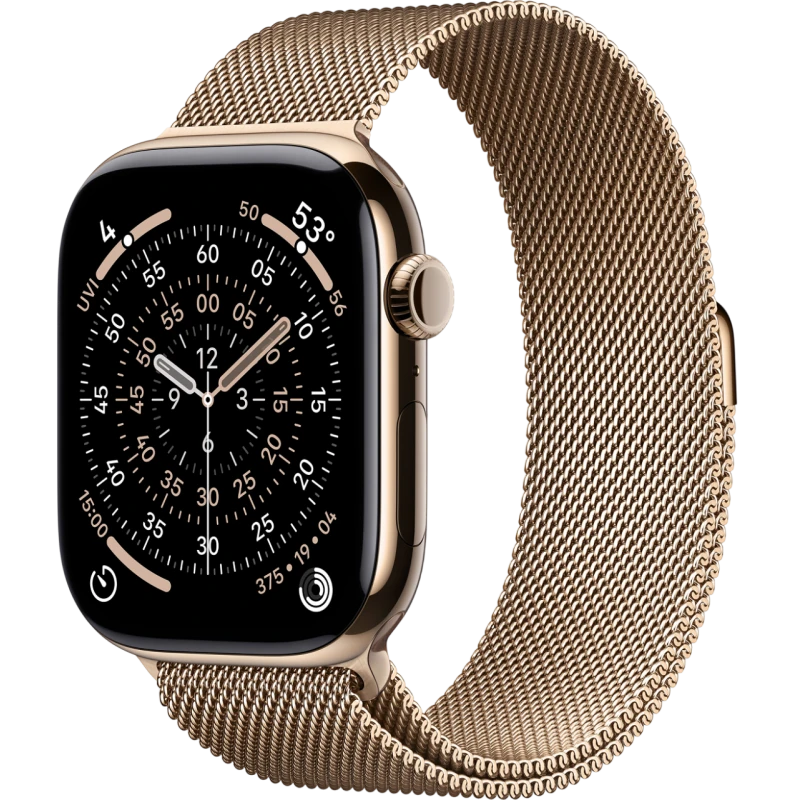   Apple Watch Series 11 42mm Titanium Gold Case with Gold Milanese Loop ( S/M)
