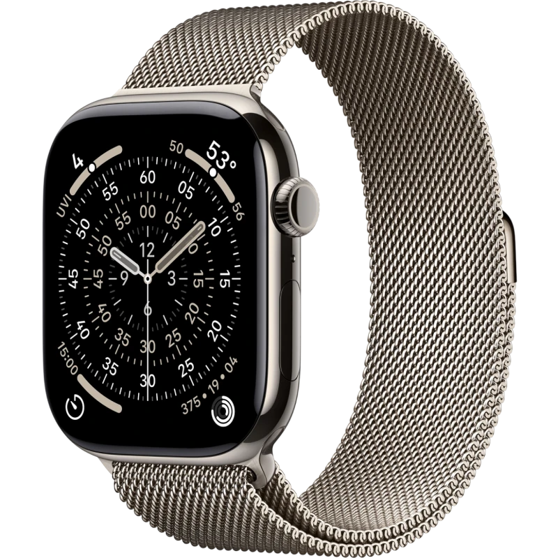   Apple Watch Series 11 46mm Titanium Natural Case with Natural Milanese Loop ( M/L)