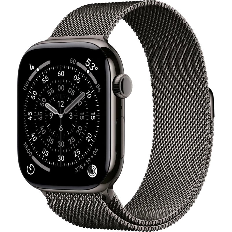   Apple Watch Series 11 46mm Titanium Slate Case with Slate Milanese Loop ( M/L)