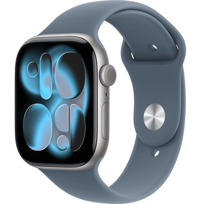   Apple Watch Series 11 46mm Aluminum Space Gray Case with Anchor Blue Sport Band ( S/M)