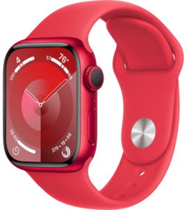   Apple Watch Series 9 GPS 41mm Aluminium Case with (PRODUCT) Red Sport Band