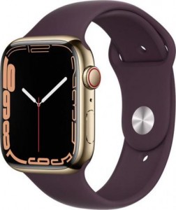 Apple Watch Series 7 GPS + Cellular 41mm Stainless Steel Case with Dark Cherry Sport Band MKHY3 (gold / )