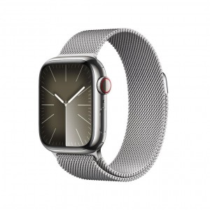 Apple Watch Series 9 45mm Silver Stainless Steel Case with Silver Milanese Loop