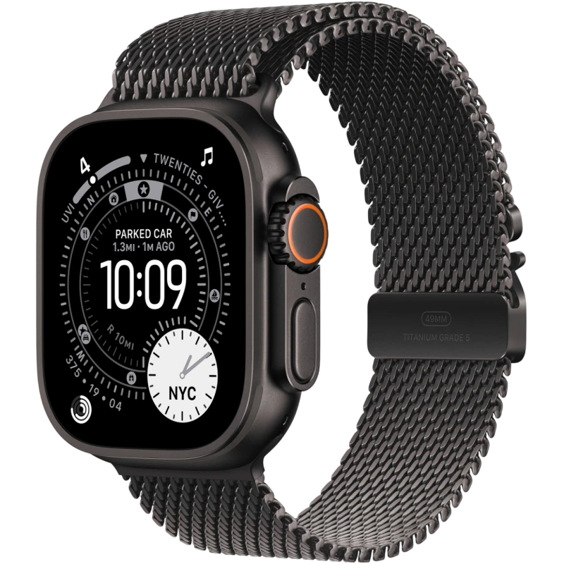  Apple Watch Ultra 3 GPS + Cellular 49mm Black Titanium Case, Milanese Loop (Black Titanium)