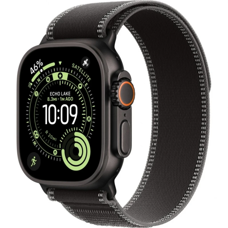  Apple Watch Ultra 3 GPS + Cellular 49mm Black Titanium Case, Trail Loop (Black/Charcoal) M/L