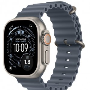  Apple Watch Ultra 3 GPS + Cellular 49mm Natural Titanium Case, Ocean Band (Anchor Blue)
