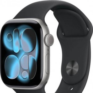   Apple Watch Series 11 42mm Aluminum Space Gray Case with Sport Band Black ( M/L)
