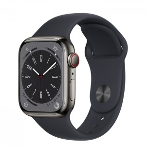 Apple Watch Series 7 GPS + Cellular 45mm Stainless Steel Case with Midnight Sport band (graphite / )