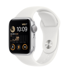  Apple Watch SE2 GPS 44mm Aluminum Case with Sport Band Silver/White 2022
