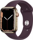 Apple Watch Series 7 GPS + Cellular 45mm Stainless Steel Case with Dark Cherry Sport Band MKJX3 (gold / )