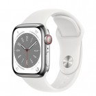 Apple Watch Series 8 GPS + Cellular 41mm Silver Stainless Steel Case with White Sport band (/ ) MNJ63