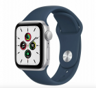  Apple Watch SE 44mm Silver Aluminum Case with Sport Band Blue Sand MKQ43